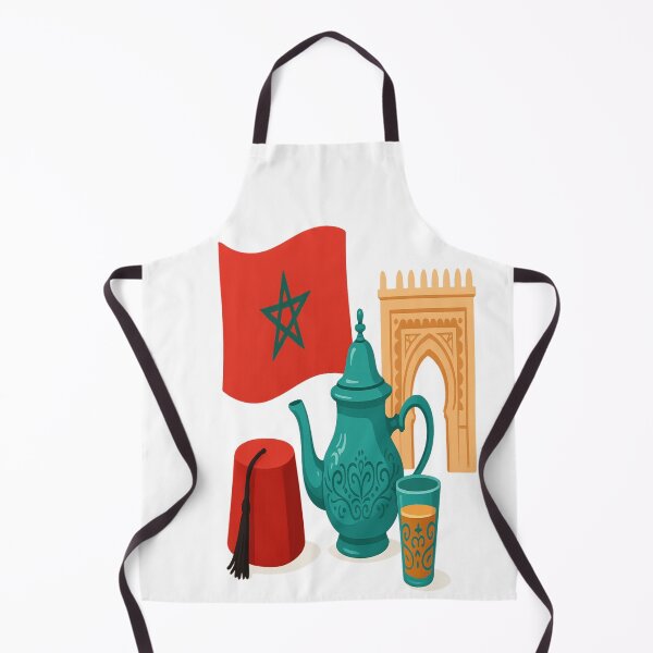 Item preview, Moroccan Culture Illustration – Flag, Tea Set, Fez & Arch designed and sold by sosservice.