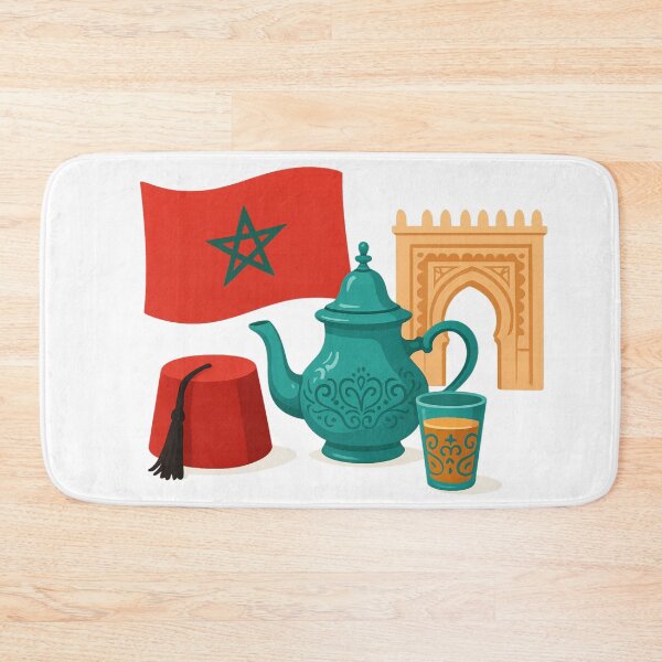 Item preview, Moroccan Culture Illustration – Flag, Tea Set, Fez & Arch designed and sold by sosservice.