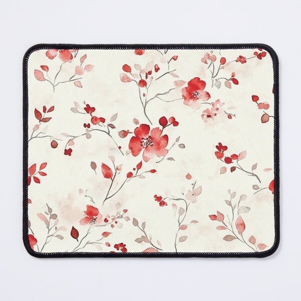Item preview, Red White Wild Flower Poppies Branches Watercolor All Over designed and sold by Feeling Artsy.