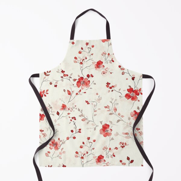 Item preview, Red White Wild Flower Poppies Branches Watercolor All Over designed and sold by Feeling Artsy.