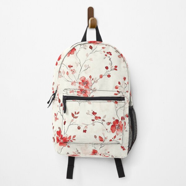 Item preview, Red White Wild Flower Poppies Branches Watercolor All Over designed and sold by Feeling Artsy.