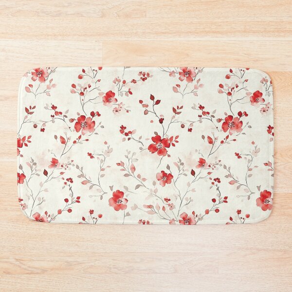 Item preview, Red White Wild Flower Poppies Branches Watercolor All Over designed and sold by Feeling Artsy.