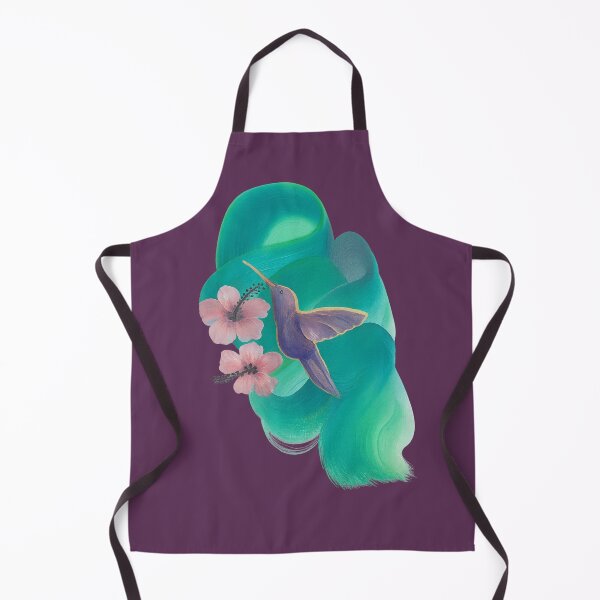 Item preview, Hand-Painted Purple Bird on Green Wave | Hummingbird Wall Art | Botanical Floral designed and sold by PourtionOfArt.