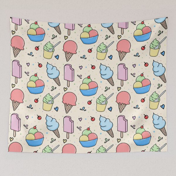 Item preview, Cute pastel colored ice cream seamless pattern design designed and sold by juoctaviniarts.
