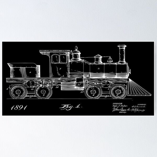 Item preview, Patent Print Steam Engine Train 1891 designed and sold by MadebyDesign.