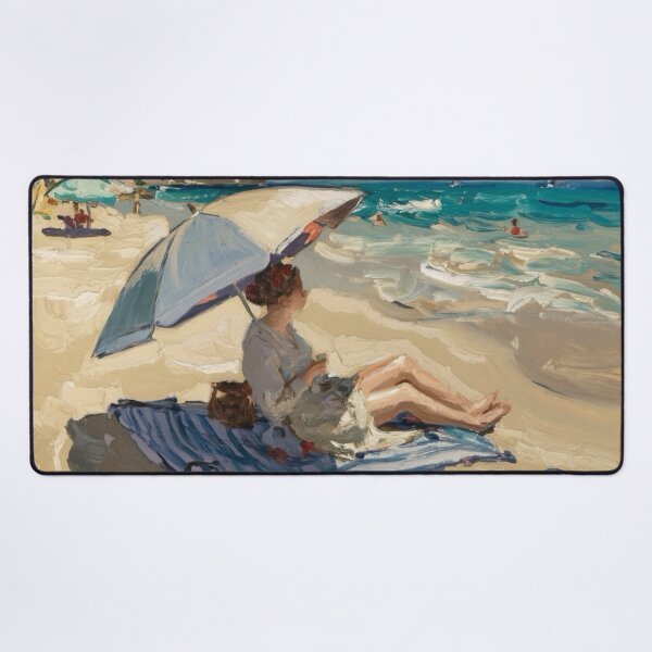 Item preview, French Beach Scene with Umbrella. Art By Carraann designed and sold by CARRAANN.