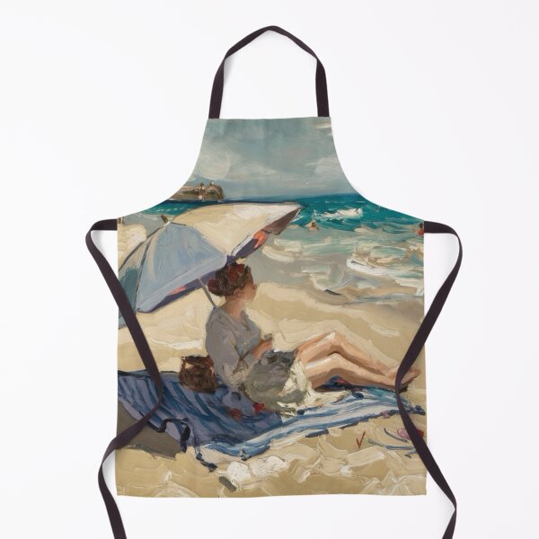 Item preview, French Beach Scene with Umbrella. Art By Carraann designed and sold by CARRAANN.