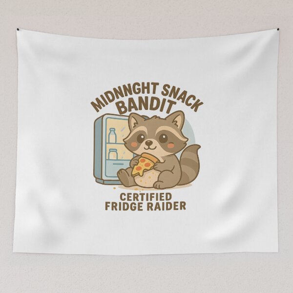 Item preview, Midnight Snack Bandit – Funny Raccoon Meme | Cute Trash Panda Food Design designed and sold by Cat & Coffee Studio.