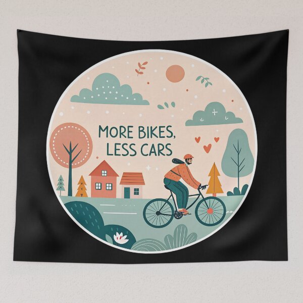 Item preview, More Bikes Less Cars – Cute Eco Cycling  for Urbanists designed and sold by VividOrganica.
