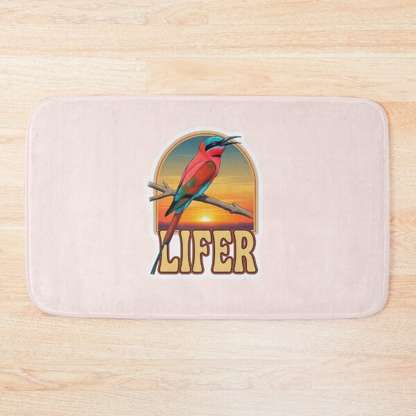 Item preview, Northern Carmine Bee-eater LIFER – Retro Birdwatching Sticker designed and sold by The Digital Compass.