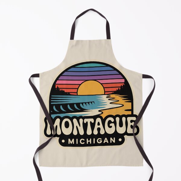 Item preview, Montague Michigan Retro Sunset Beach Emblem designed and sold by TheOldMittenIllustrated.