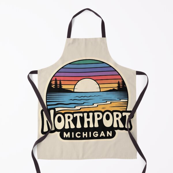 Item preview, Northport Michigan Retro Sunset Beach Emblem designed and sold by TheOldMittenIllustrated.