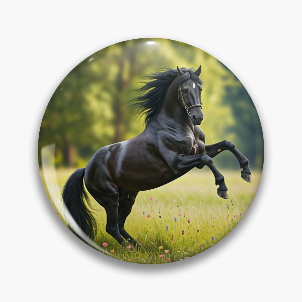 Item preview, “Majestic Power – Black Stallion in the Meadow”  ?️ Description: designed and sold by PawPrintedArt.
