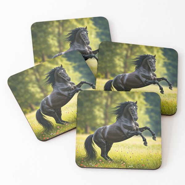 Item preview, “Majestic Power – Black Stallion in the Meadow”  ?️ Description: designed and sold by PawPrintedArt.