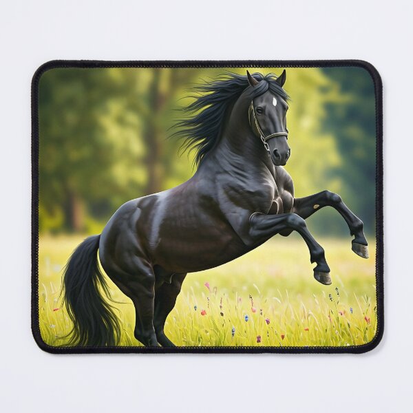 Item preview, “Majestic Power – Black Stallion in the Meadow”  ?️ Description: designed and sold by PawPrintedArt.