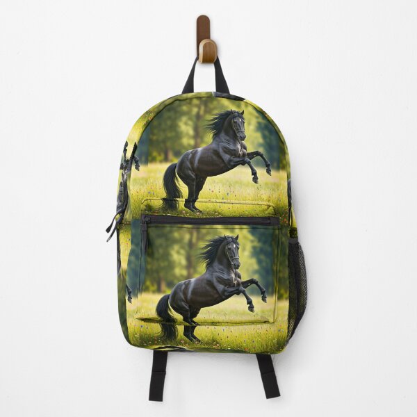 Item preview, “Majestic Power – Black Stallion in the Meadow” ?️ Description: designed and sold by PawPrintedArt.