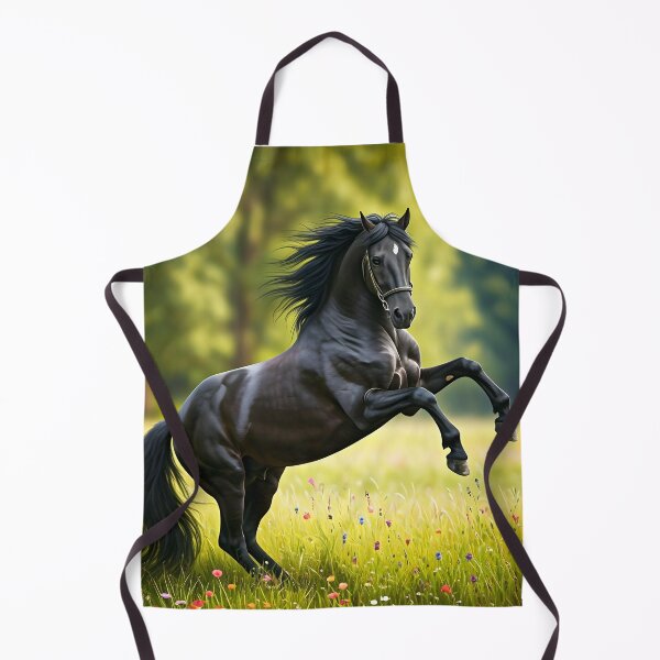 Item preview, “Majestic Power – Black Stallion in the Meadow” ?️ Description: designed and sold by PawPrintedArt.
