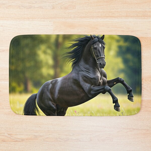 Item preview, “Majestic Power – Black Stallion in the Meadow”  ?️ Description: designed and sold by PawPrintedArt.