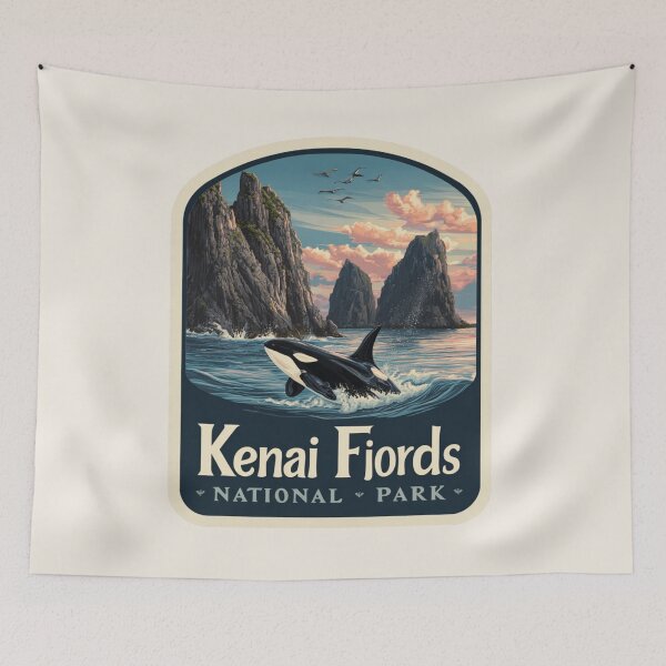 Item preview, Kenai Fjords National Park Alaska Vintage Travel Sticker - Retro Glaciers & Wildlife designed and sold by Blurbean.