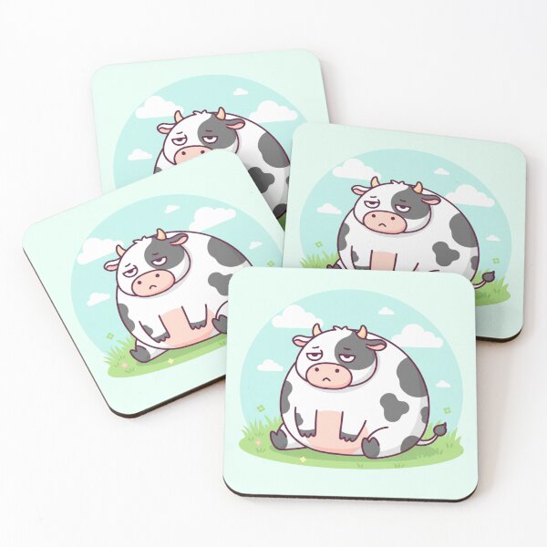Item preview, Lazy Cute Cow | Kawaii Fat Cow Sitting Illustration designed and sold by Tidarat-27.