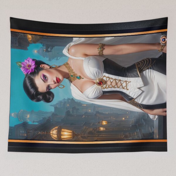 Item preview, Baroque Beauty, Valeriana Corvus Portrait Illustration Captivating AI Concept Art by Xzendor7 designed and sold by Xzendor7 Digital Art Creations.