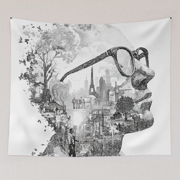 Item preview, Urban Mindscape — Black and White Double Exposure Illustration designed and sold by Moss and Moon Studio.