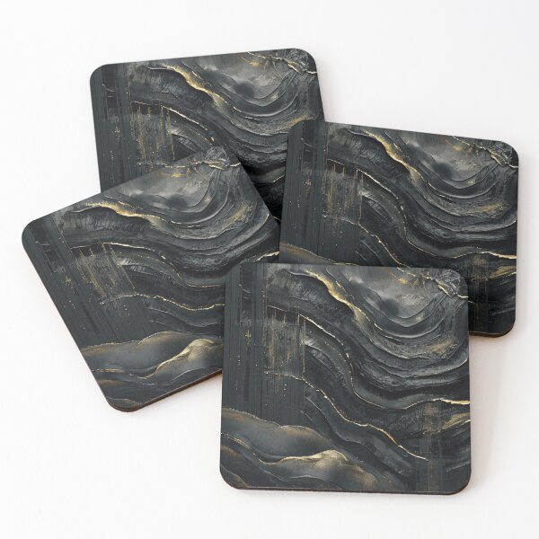 Item preview, Wavy Monochrome with Gold Highlights designed and sold by caracatita75.