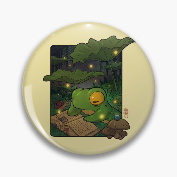 Item preview, Cozy Lofi Frog Reading with Fireflies Asian Illustration designed and sold by DingHuArt.