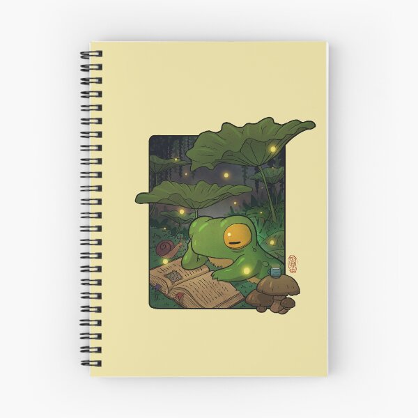 Item preview, Cozy Lofi Frog Reading with Fireflies Asian Illustration designed and sold by DingHuArt.