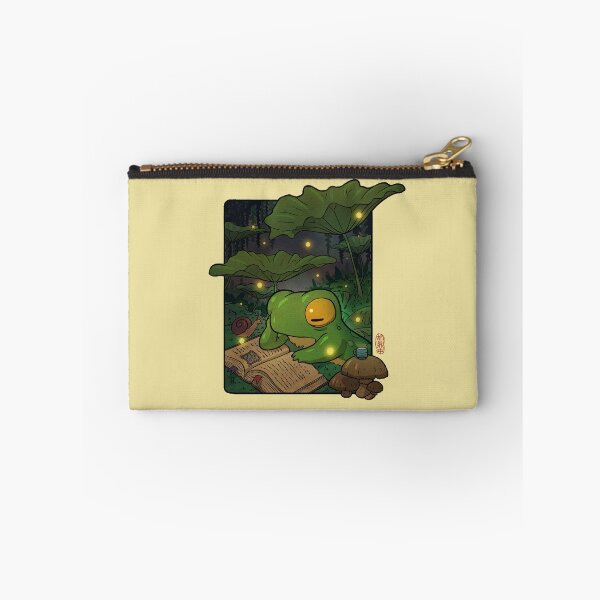 Item preview, Cozy Lofi Frog Reading with Fireflies Asian Illustration designed and sold by DingHuArt.