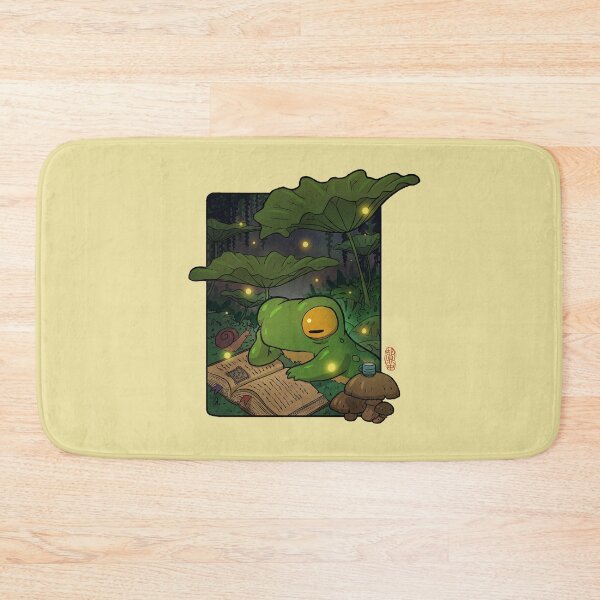 Item preview, Cozy Lofi Frog Reading with Fireflies Asian Illustration designed and sold by DingHuArt.