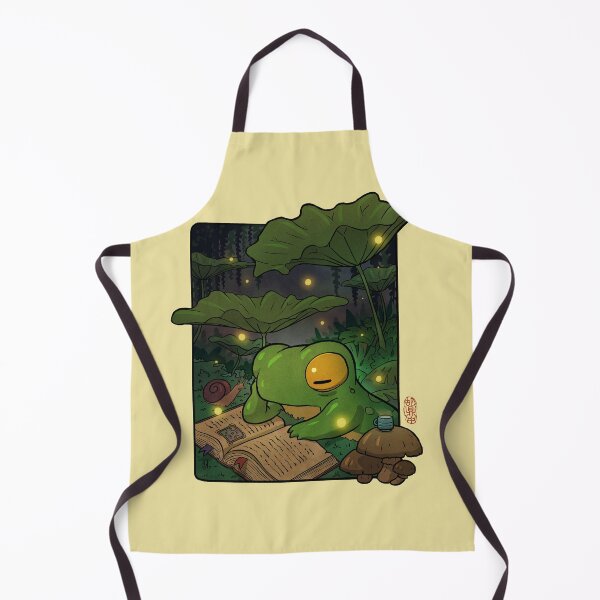 Item preview, Cozy Lofi Frog Reading with Fireflies Asian Illustration designed and sold by DingHuArt.