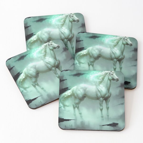 Item preview, Luminous Spirit Horse in Emerald Mist | Fantasy Dreamscape Art designed and sold by Khala.