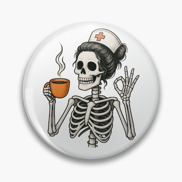 Item preview, Halloween Nurse Skeleton Messy Bun Coffee Funny Nurse Women designed and sold by thebest-2studio.