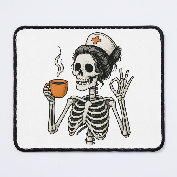 Item preview, Halloween Nurse Skeleton Messy Bun Coffee Funny Nurse Women designed and sold by thebest-2studio.