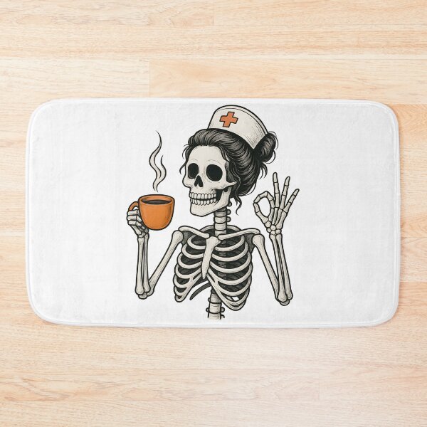 Item preview, Halloween Nurse Skeleton Messy Bun Coffee Funny Nurse Women designed and sold by thebest-2studio.