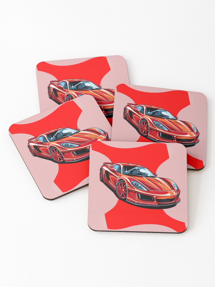 Thumbnail 1 of 5, Coasters (Set of 4), Red Car designed and sold by lumar23.