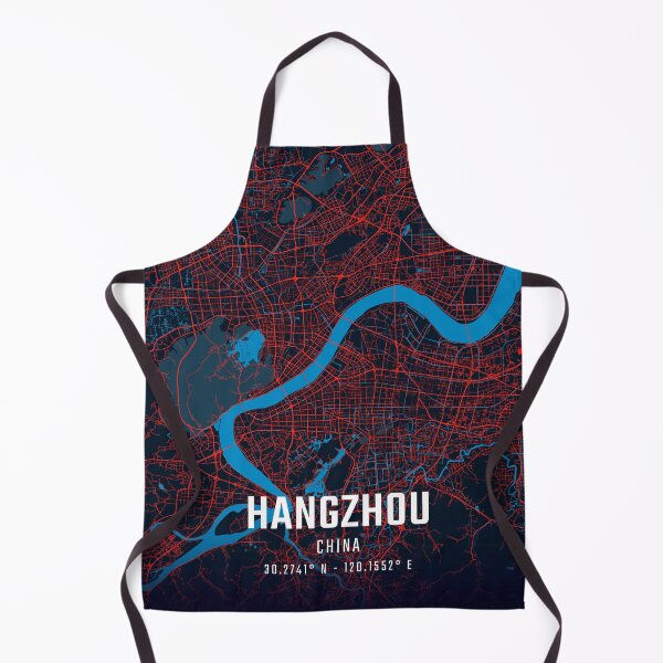 Item preview, Hangzhou Red & Blue Minimalist Map designed and sold by HomeLivingCo.