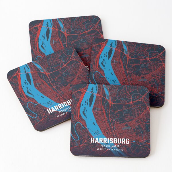 Item preview, Harrisburg Red & Blue Minimalist Map designed and sold by HomeLivingCo.
