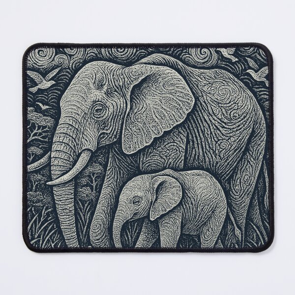 Item preview, Elephant Mother Calf Savannah Bugs Doodle designed and sold by EdvvinStudios.