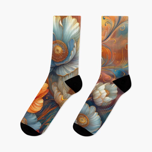Item preview, Orange and Blue Poppy Flowers Fantasy Artwork  designed and sold by MargaretWiktor.