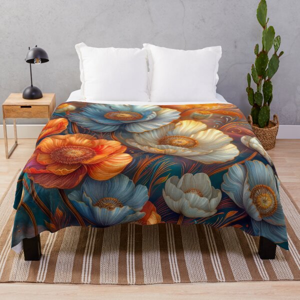 Item preview, Orange and Blue Poppy Flowers Fantasy Artwork designed and sold by MargaretWiktor.