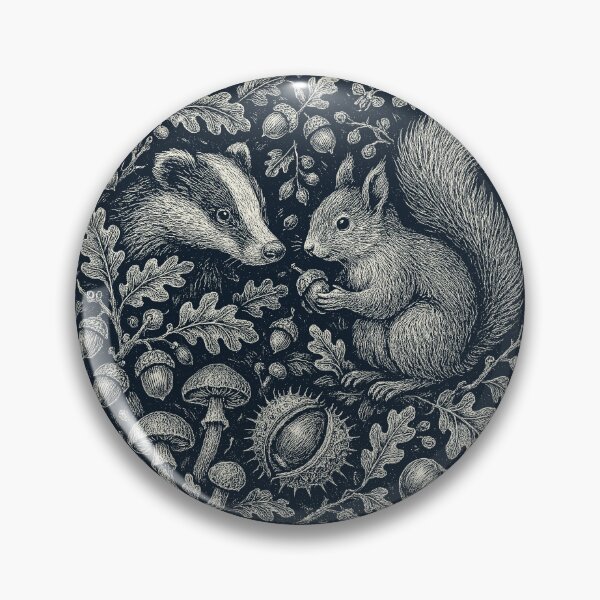 Item preview, Badger Squirrel Forest Nuts Mushroom Pattern designed and sold by EdvvinStudios.