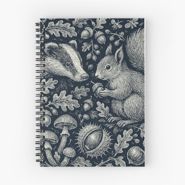 Item preview, Badger Squirrel Forest Nuts Mushroom Pattern designed and sold by EdvvinStudios.