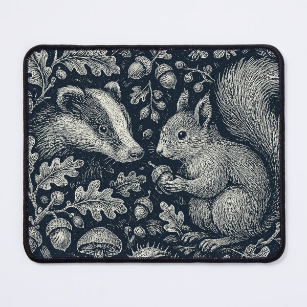 Item preview, Badger Squirrel Forest Nuts Mushroom Pattern designed and sold by EdvvinStudios.