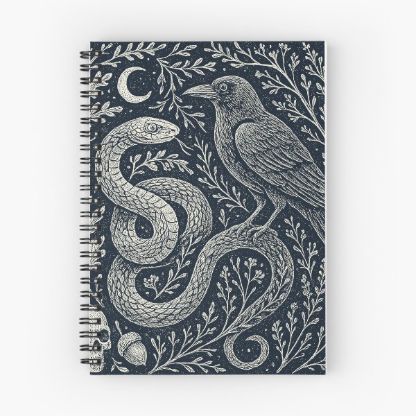 Item preview, Crow Snake Skull Mystical Night Doodle designed and sold by EdvvinStudios.