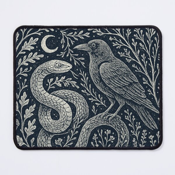 Item preview, Crow Snake Skull Mystical Night Doodle designed and sold by EdvvinStudios.
