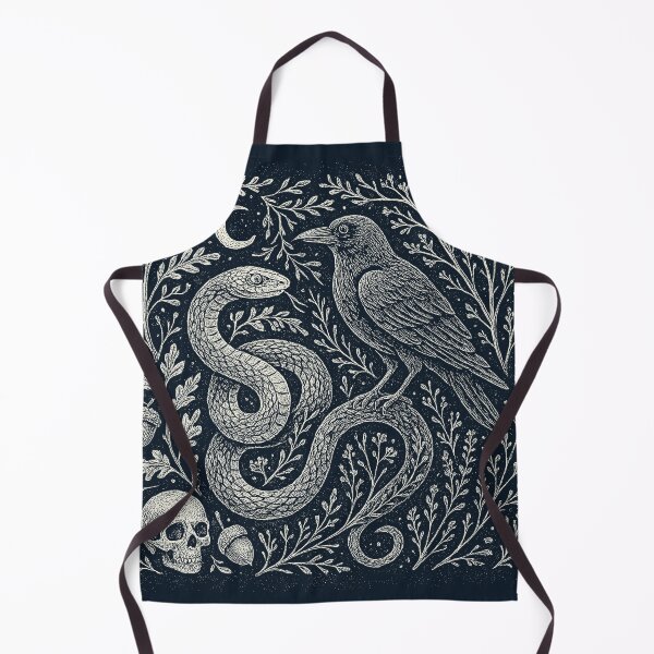 Item preview, Crow Snake Skull Mystical Night Doodle designed and sold by EdvvinStudios.