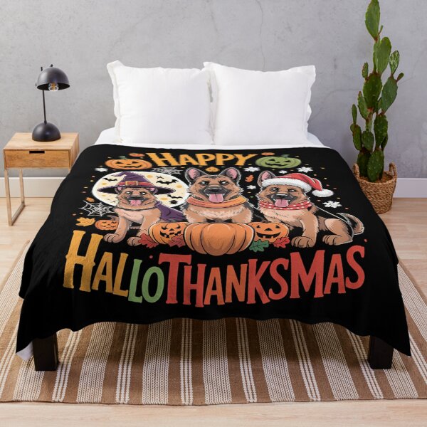 Item preview, Happy Halloween Thanksgiving Christmas Xmas Dog designed and sold by WalshDrawnLaugh.