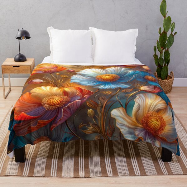 Item preview, Orange and Blue Poppy Flowers Fantasy Artwork designed and sold by MargaretWiktor.